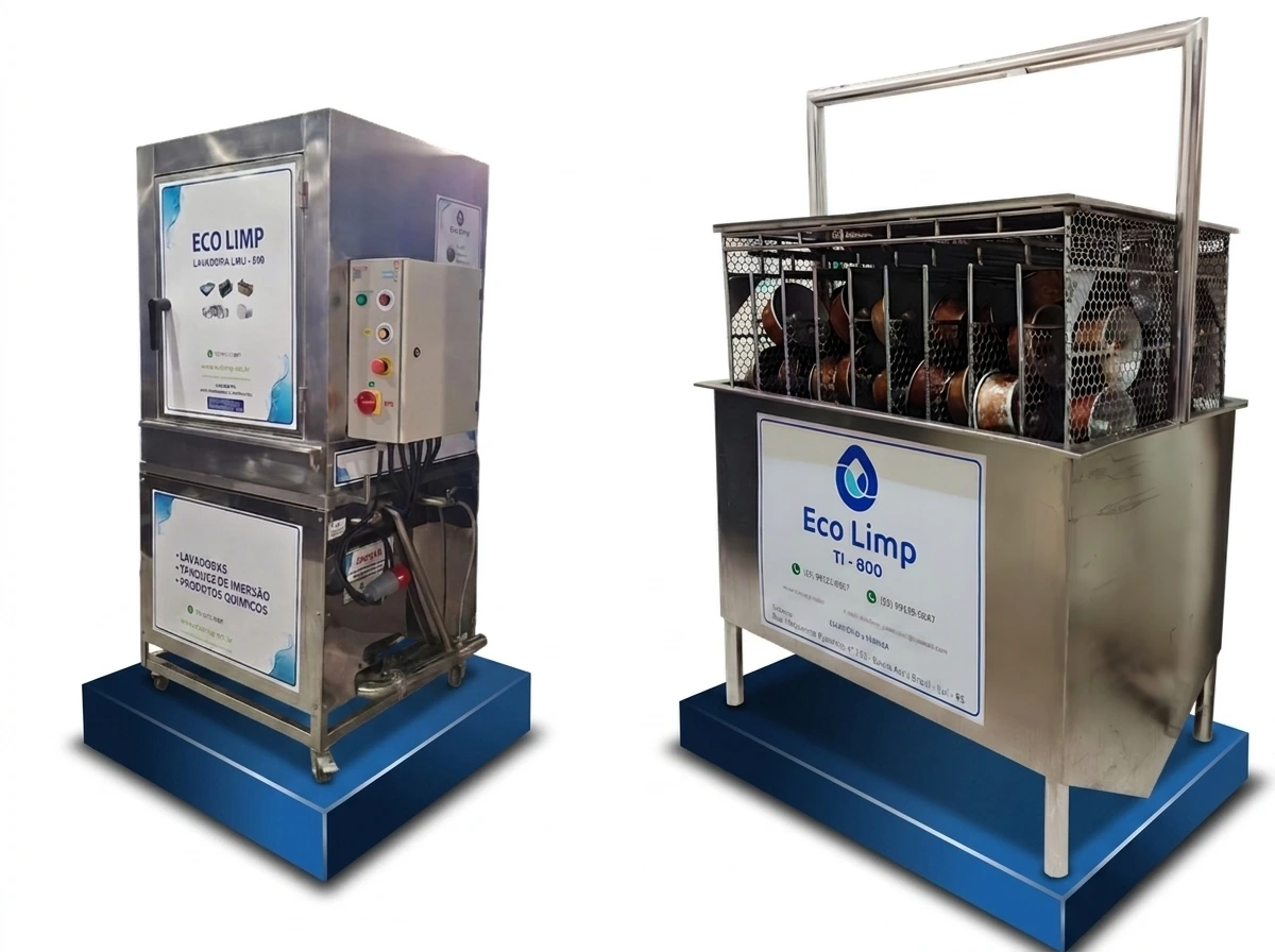 Foto principal dos equipamentos Eco Limp para higienização industrial de utensílios