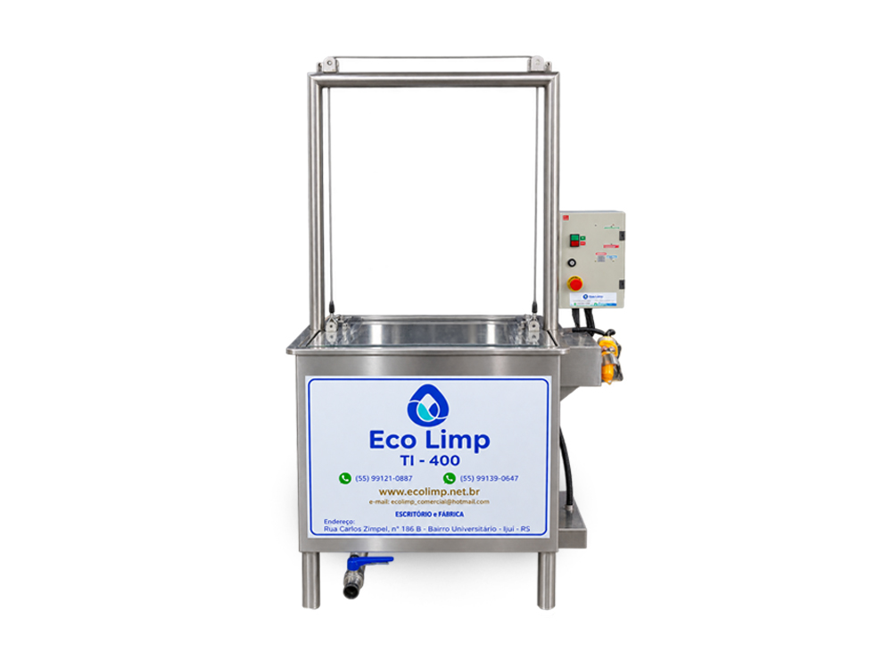 Tanque de Imersão Eco Limp TI-400 com estrutura de içamento, vista frontal