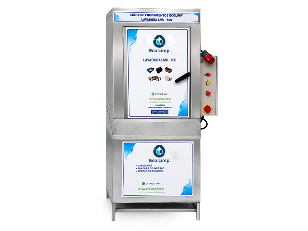 Lavadora industrial de utensílios LMU-800 Eco Limp, aço inox 304, cesto giratório de 760mm